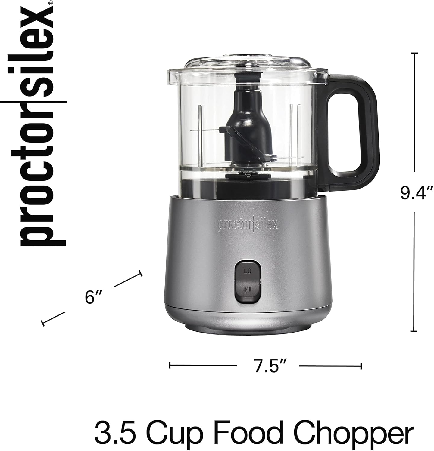 Proctor Silex Durable Electric Vegetable Chopper & Mini Food Processor for Chopping, Puree & Emulsify, 1.5 cups, Black