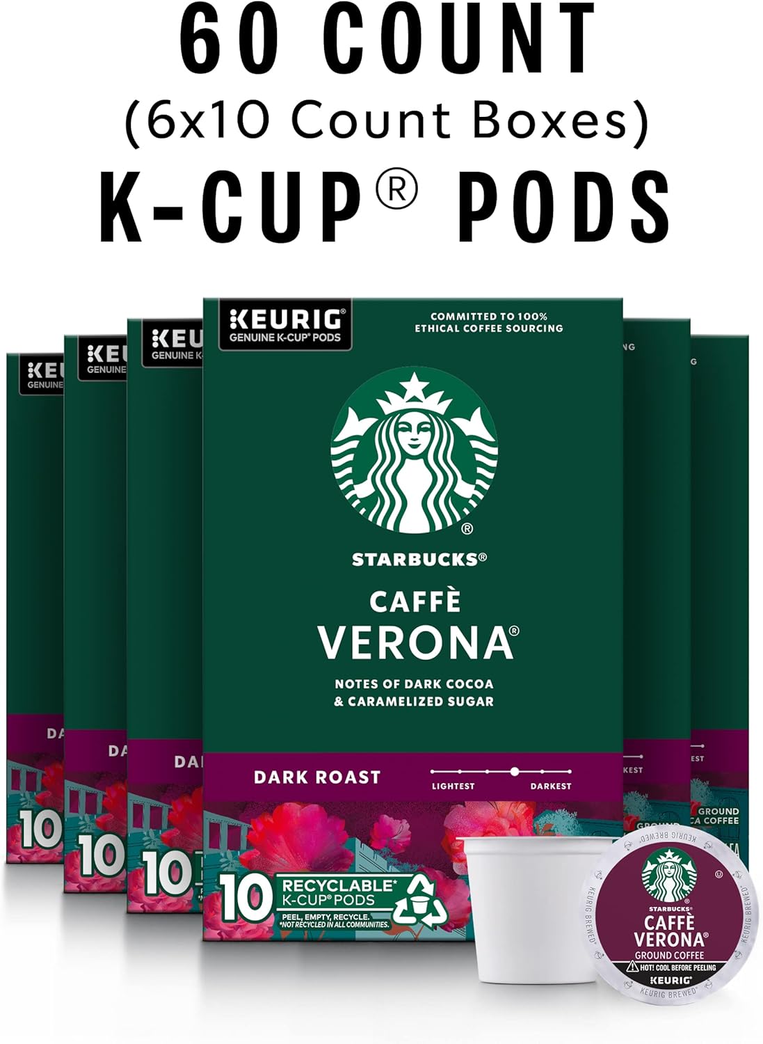 Starbucks K-Cup Coffee Pods, Dark Roast Coffee, French Roast for Keurig Brewers, 100% Arabica, 4 boxes (96 pods total)
