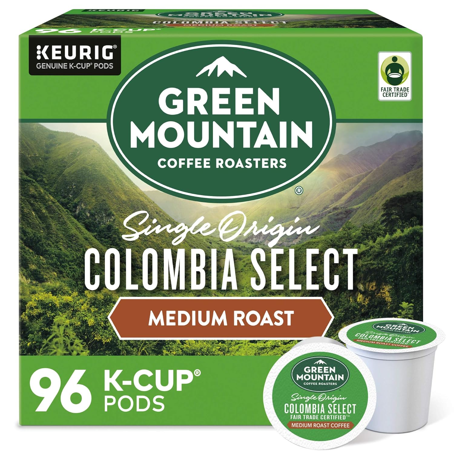 Green Mountain Coffee Roasters Half Caff Keurig Single-Serve K-Cup pods, Medium Roast Coffee, 72 Count (6 Packs of 12)