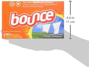 Bounce Dryer Sheets, Outdoor Fresh, 240 Count Laundry Fabric Softener Sheets with Static Control and Wrinkle Fighters