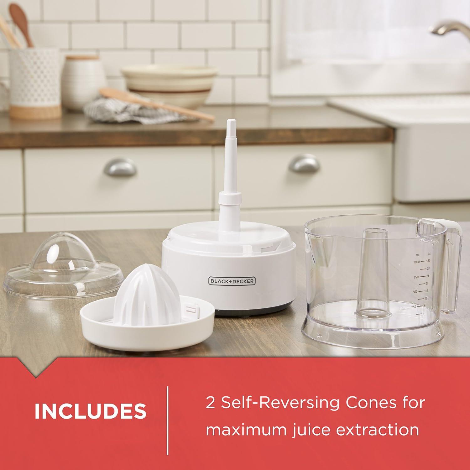 BLACK+DECKER 32oz Electric Citrus Juicer, CJ625, Pressure Activated, Adjustable Pulp Control, Dishwasher-Safe