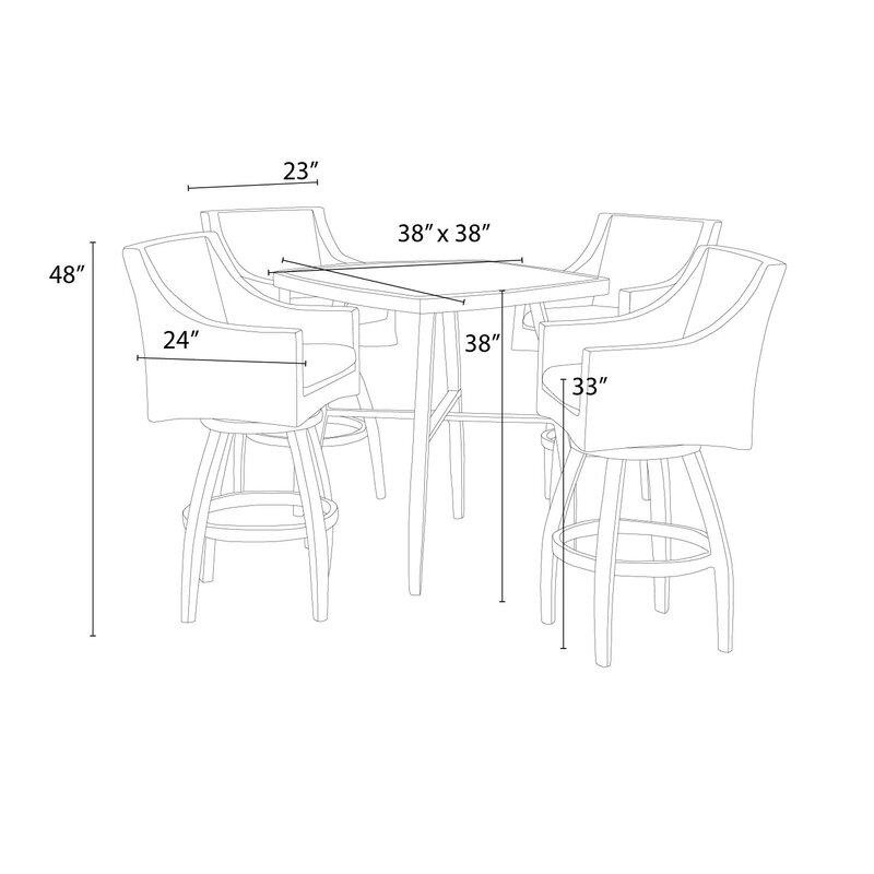 Northridge Square 4 - Person 38'' Long Bar Height Dining Set with Cushions