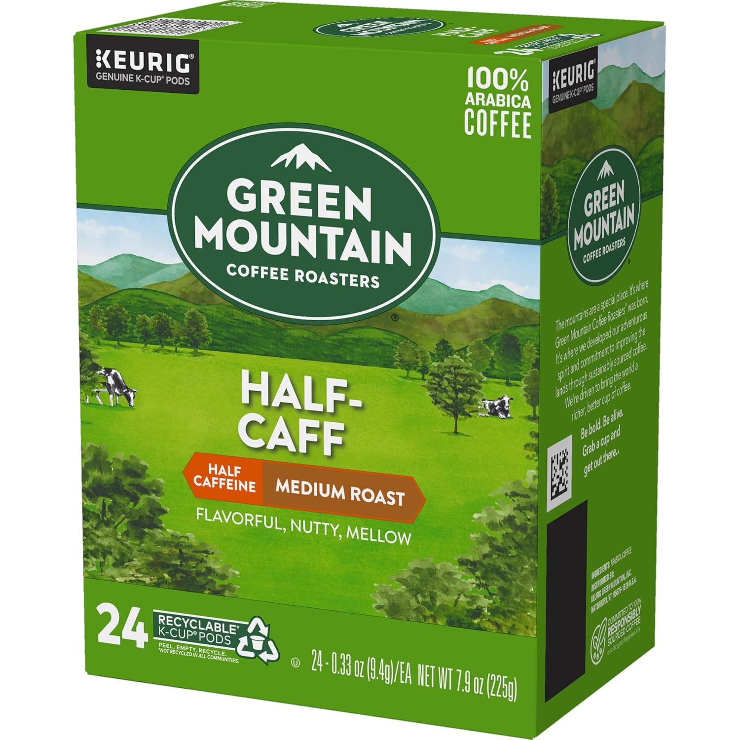 Green Mountain Coffee Roasters Half Caff Keurig Single-Serve K-Cup pods, Medium Roast Coffee, 72 Count (6 Packs of 12)