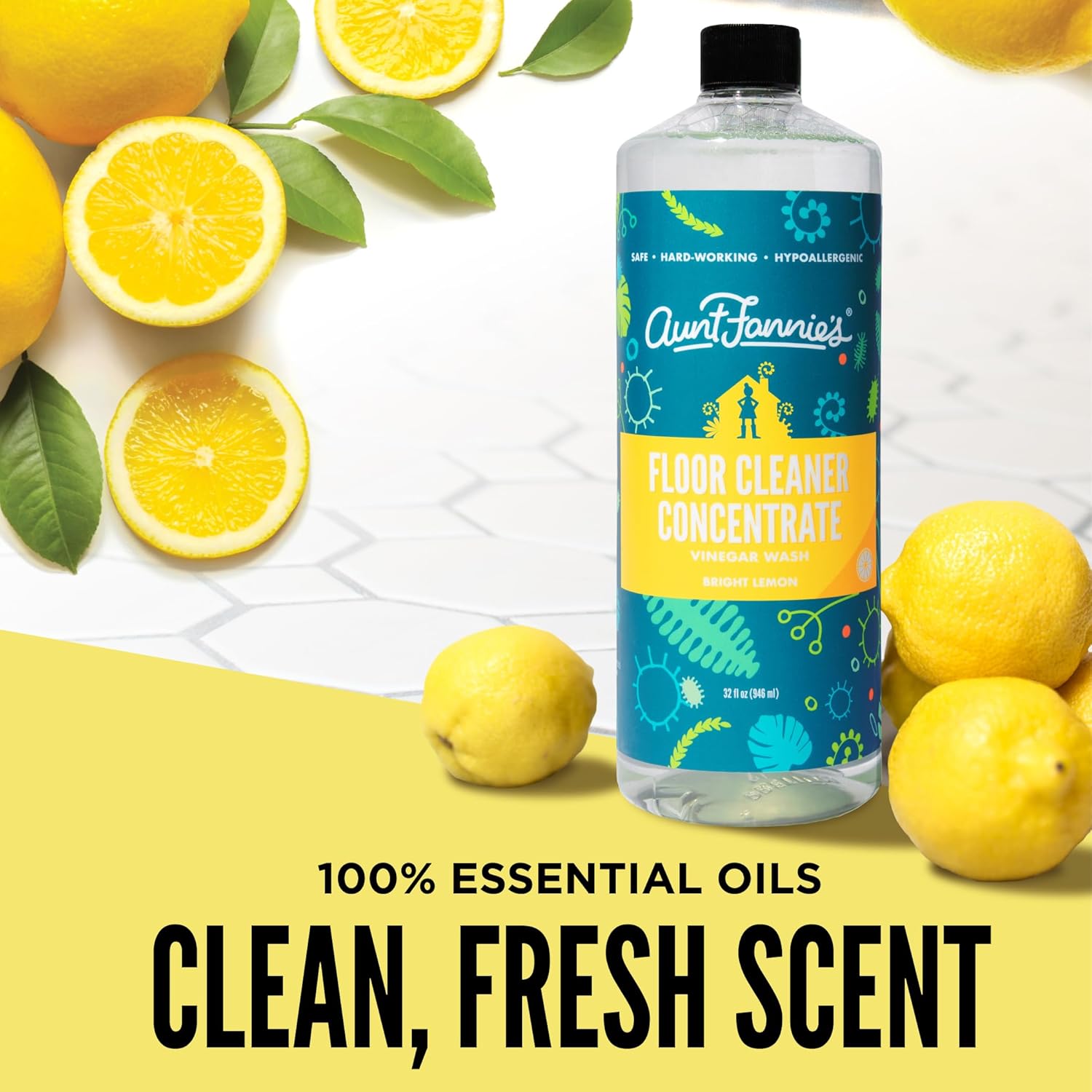 Aunt Fannie's Ultra Concentrated Floor Cleaner Vinegar Wash, Multi-Surface Floor Cleaner For Mopping, Makes 16 Gallons, Eucalyptus Scent, 32 oz. (Pack of 1), Packaging May Vary