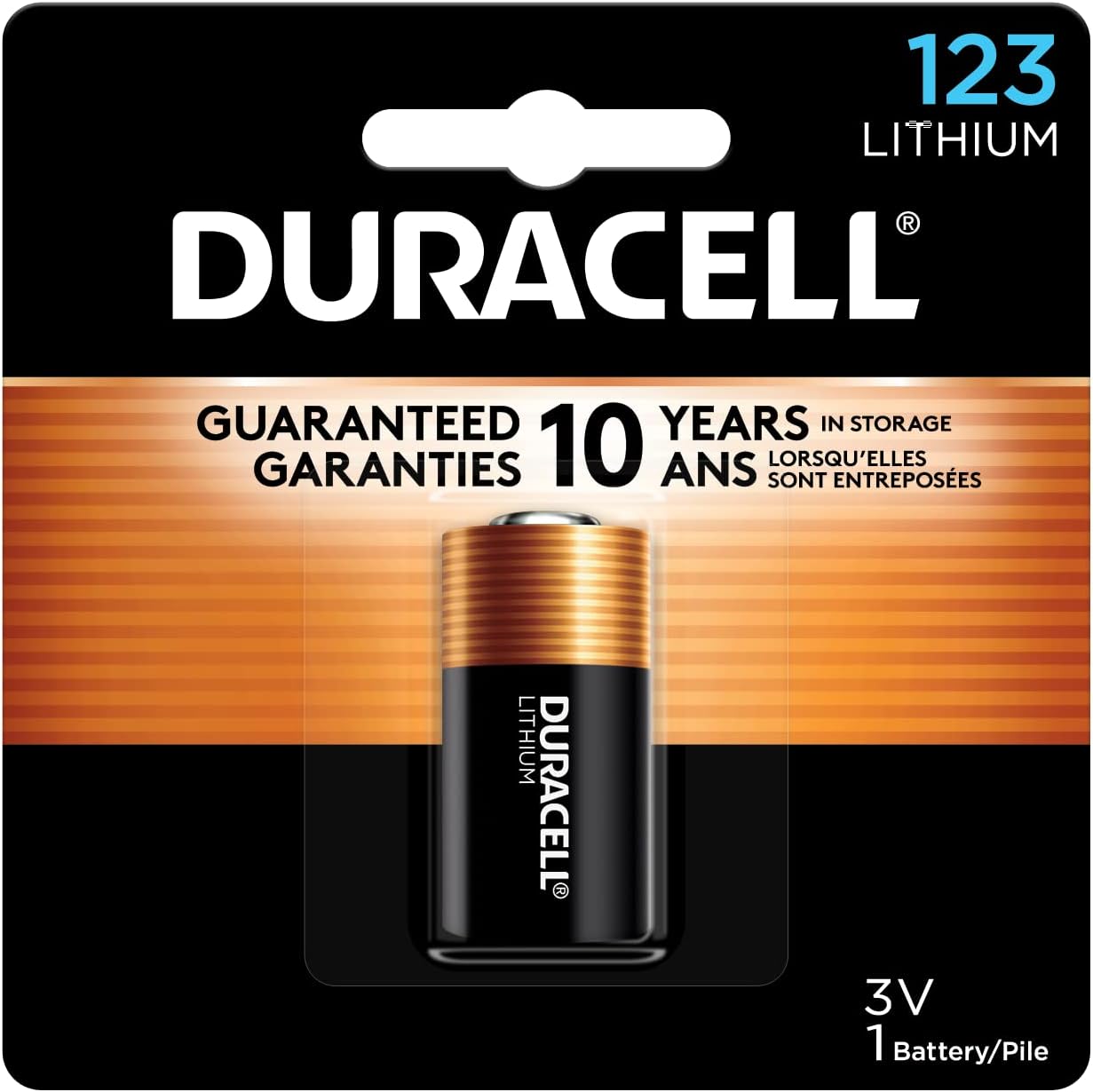Duracell CR123A 3V Lithium Battery, 6 Count Pack, 123 3 Volt High Power Lithium Battery, Long-Lasting for Home Safety and Security Devices, High-Intensity Flashlights, and Home Automation