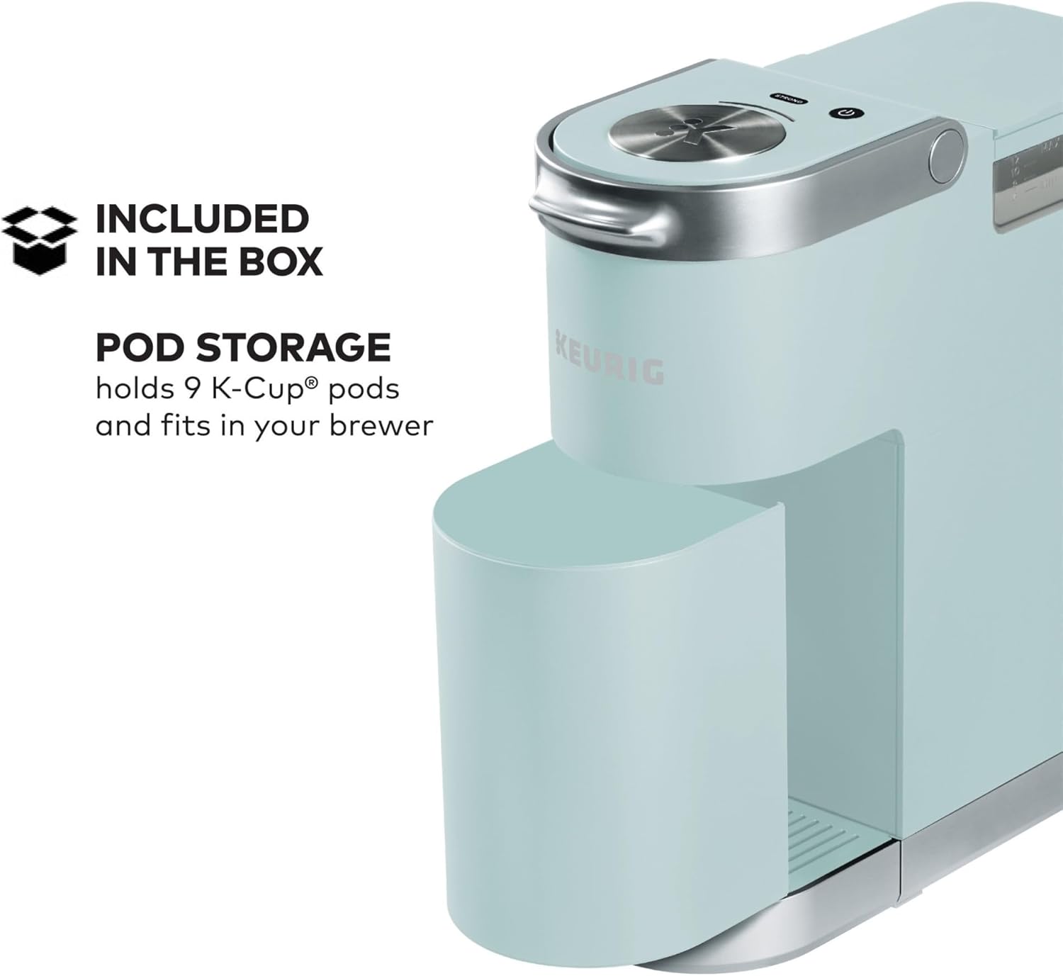 Keurig K-Mini Plus Single Serve K-Cup Pod Coffee Maker, with 6 to 12oz Brew Size, Stores up to 9 K-Cup Pods, Travel Mug Friendly, Matte Black