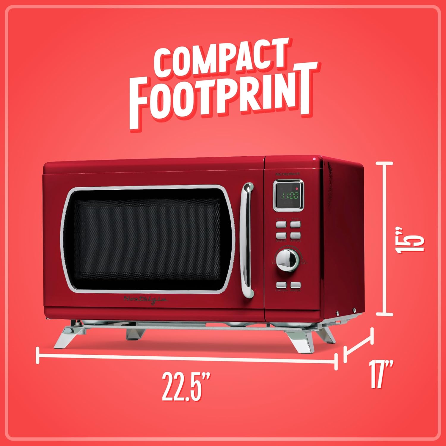 Nostalgia Retro Compact Countertop Microwave Oven - 0.7 Cu. Ft. - 700-Watts with LED Digital Display - Child Lock - Easy Clean Interior - Aqua