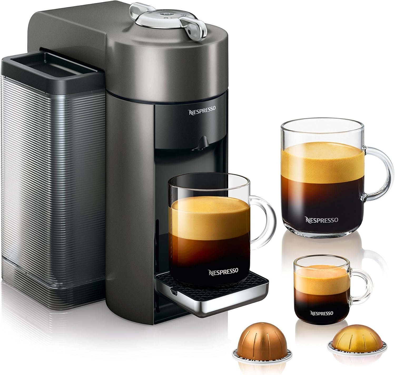 Nespresso Vertuo Coffee and Espresso Maker,1597 ml, by De'Longhi, Graphite Metal