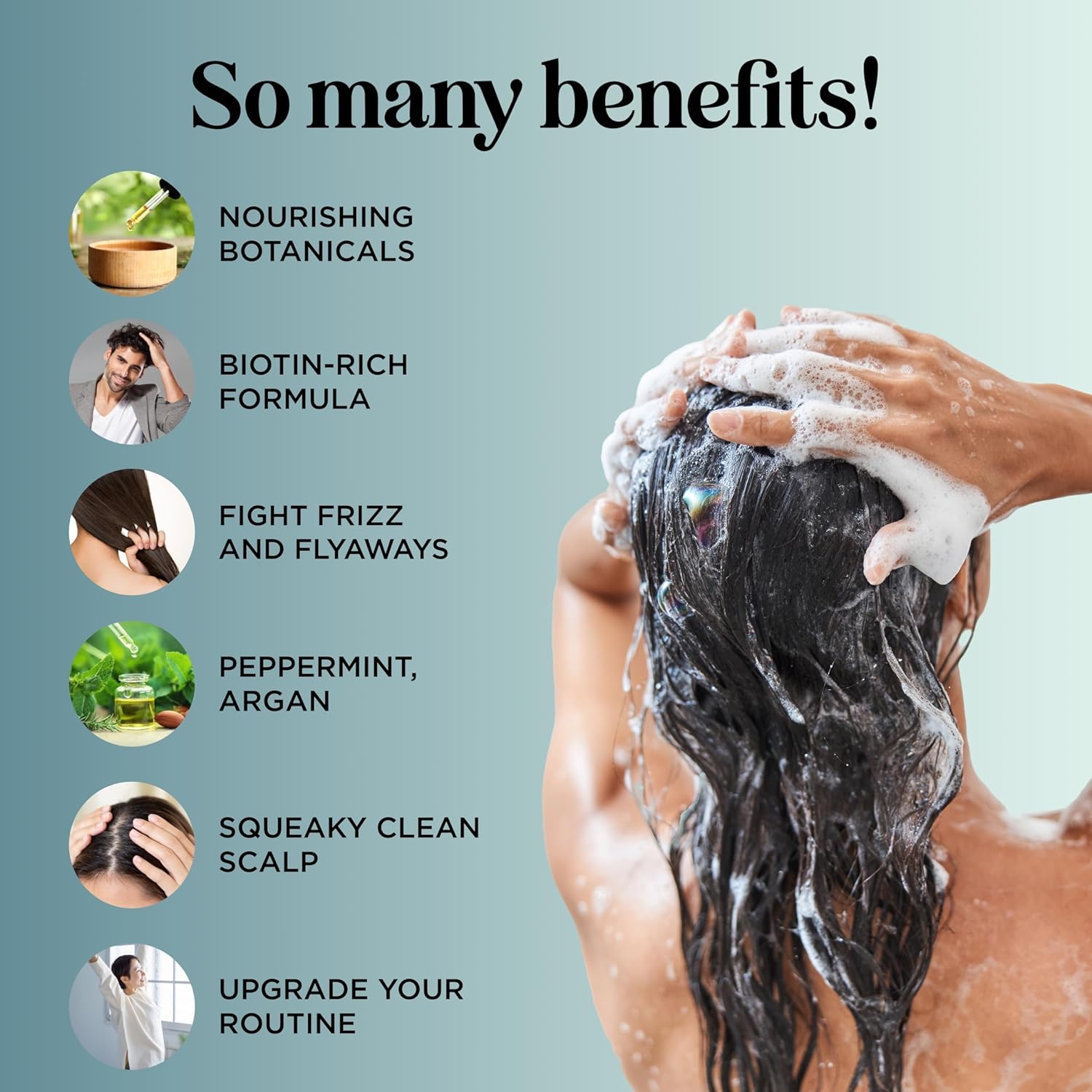 Volumizing Biotin Shampoo and Conditioner Set - Sulfate Free Shampoo and Conditioner for Dry Damaged Hair Care - Thinning Hair Shampoo and Conditioner with Nourishing Biotin and Rosemary Oil (8oz)