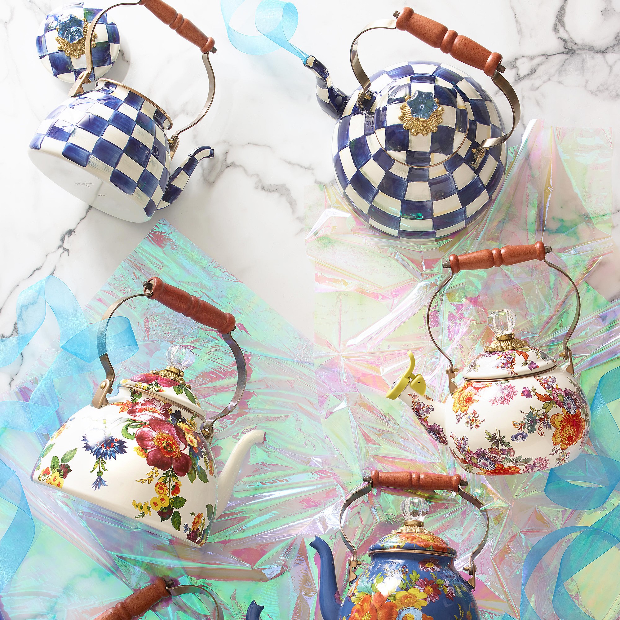 MacKenzie-Childs Royal Check Tea Kettle