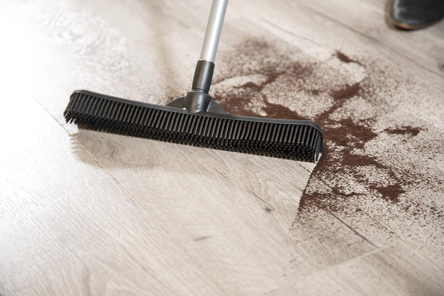 FURemover Original Indoor Pet Hair Rubber Broom with Carpet Rake and Squeegee, Black and Yellow