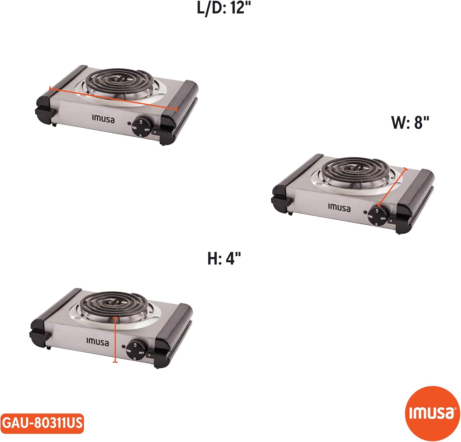 IMUSA USA GAU-80305 Electric Single Burner 1100-Watts, Black