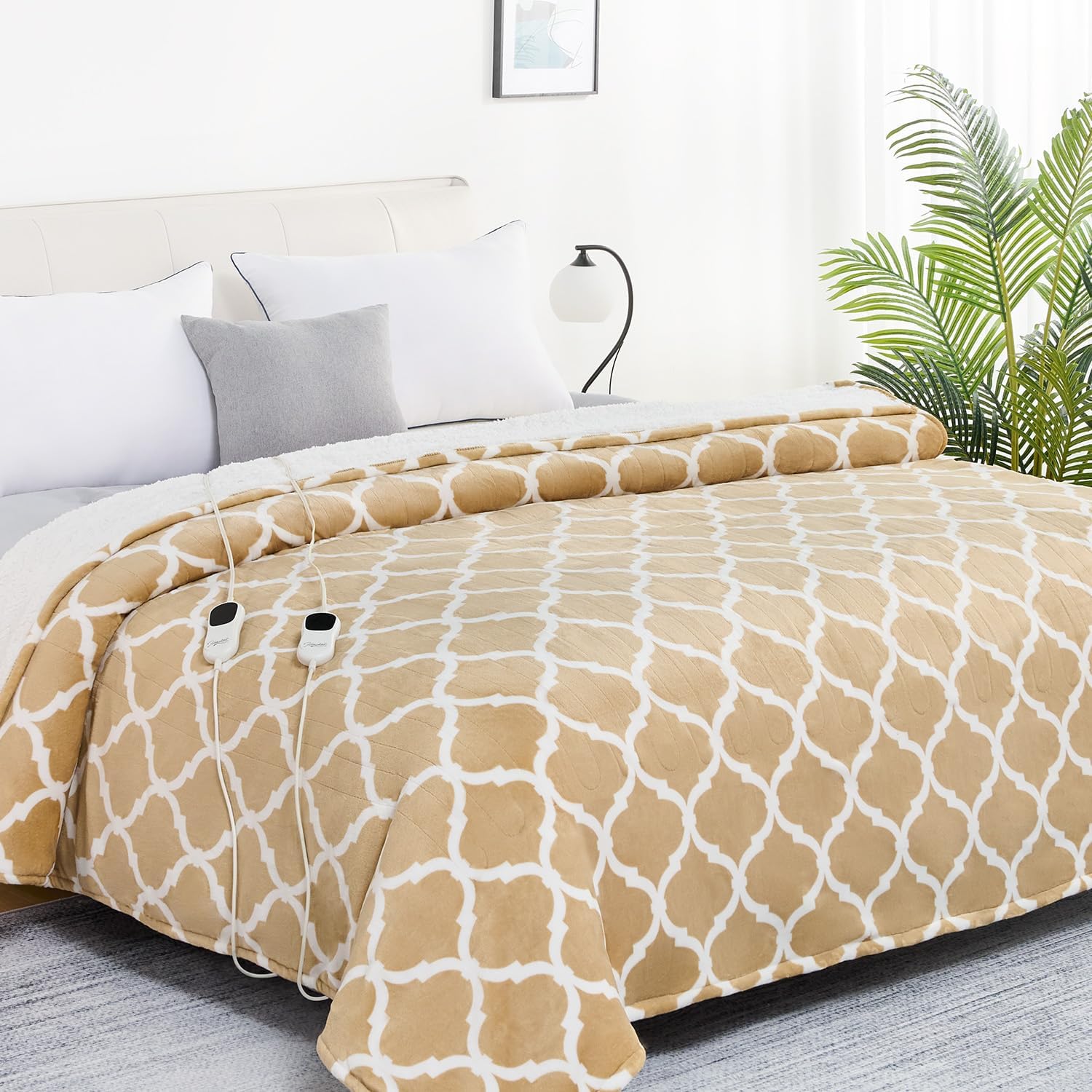 Homemate Heated Blanket Electric Throw - 50“x60“ Heating Blanket with 10 Fast Heat Levels 8 Hours Auto Off Soft Cozy Flannel Over-Heated Protection ETL Certification Keep Warming in Home