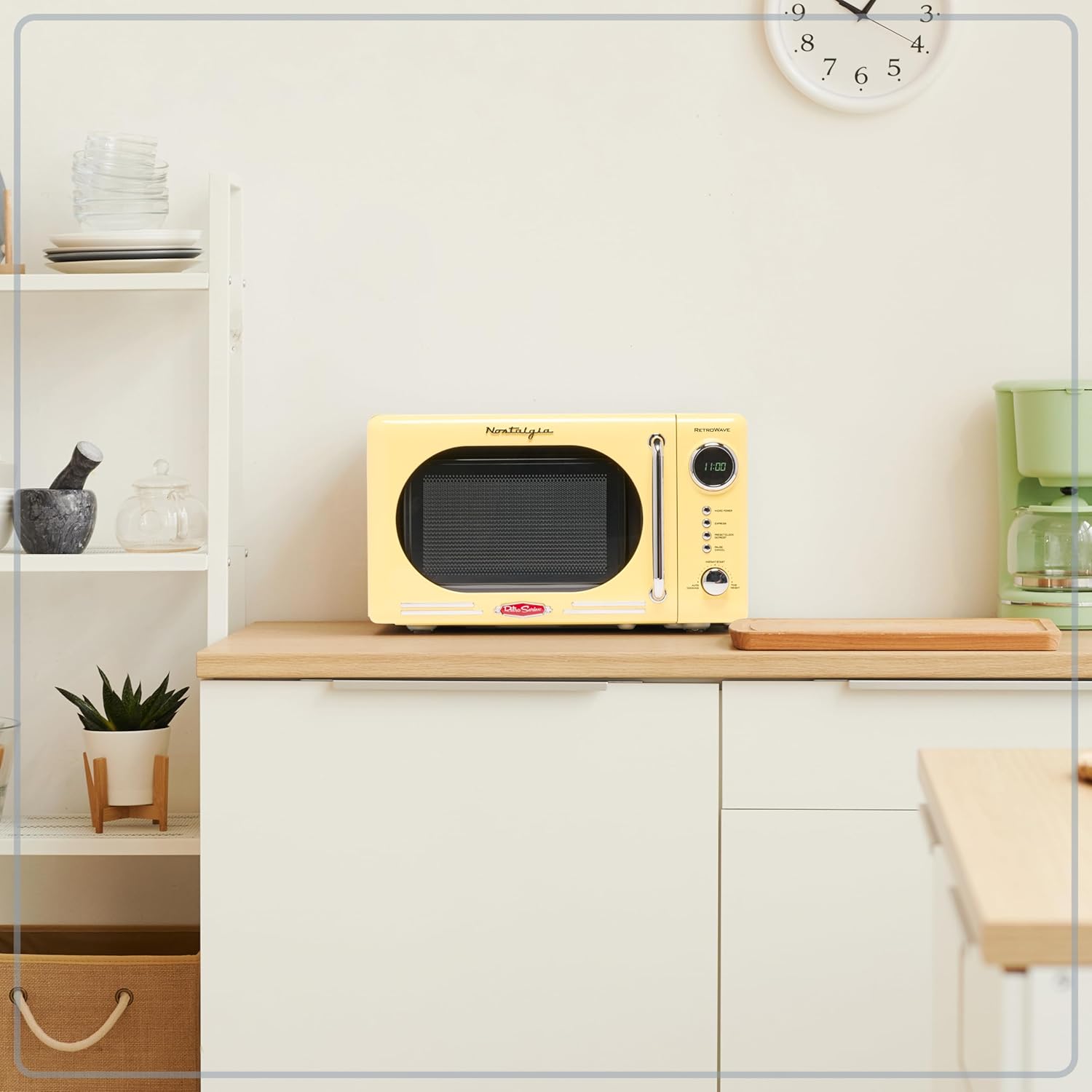 Nostalgia Retro Compact Countertop Microwave Oven - 0.7 Cu. Ft. - 700-Watts with LED Digital Display - Child Lock - Easy Clean Interior - Aqua