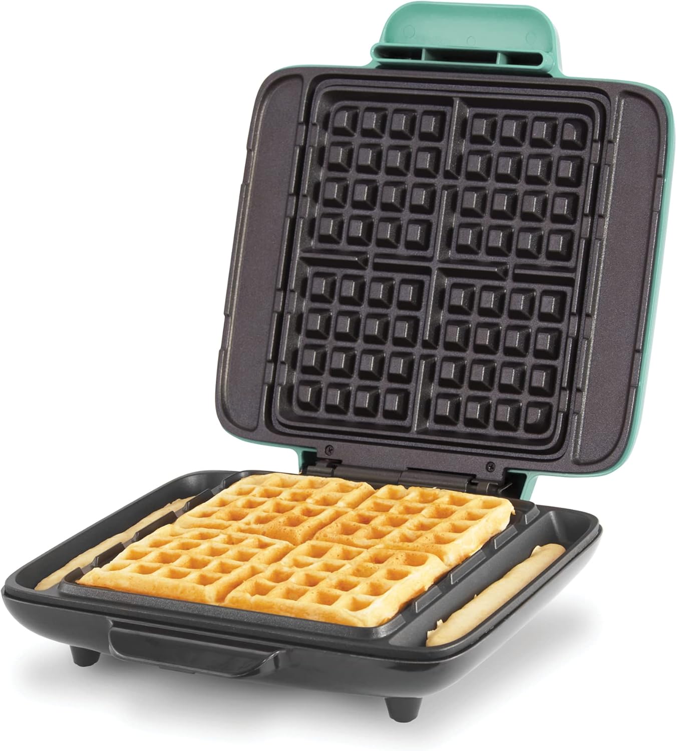 DASH No-Drip Waffle Maker - Four Waffle Molds, Nonstick Waffle Iron with Quick Heat-Up, Nonstick Surface - Perfect Waffle Maker for Kids and Families, Just Add Batter