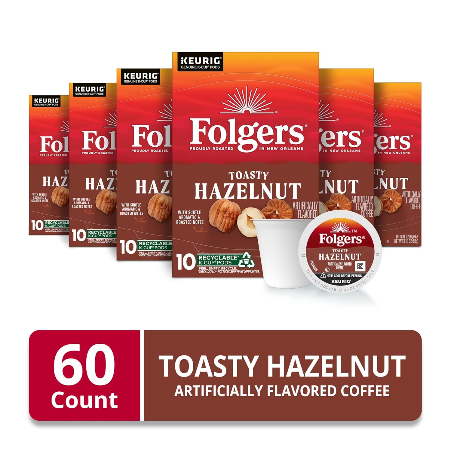 Folgers Classic Roast Medium Roast Coffee, 72 Keurig K-Cup Pods