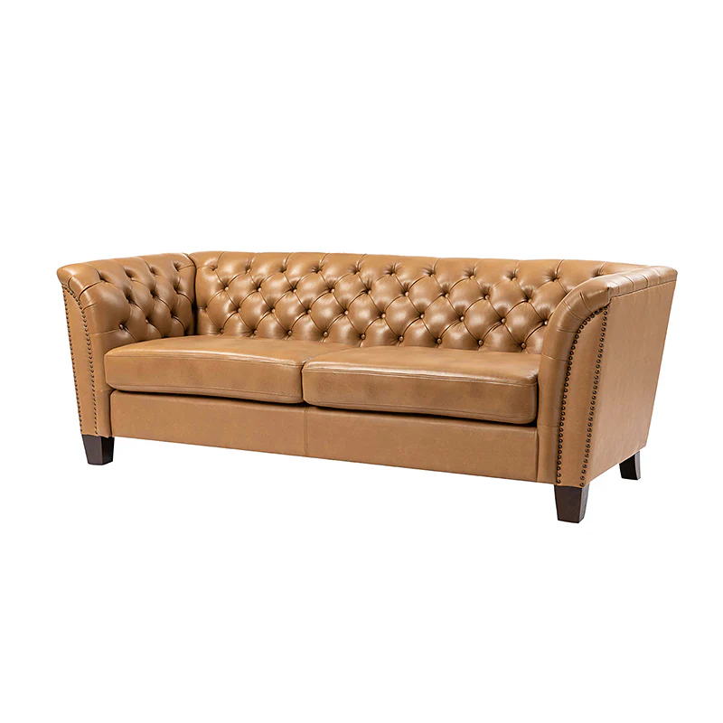 Patricio Tufted Genuine Leather Elegant Design Classic Chesterfield Sofa