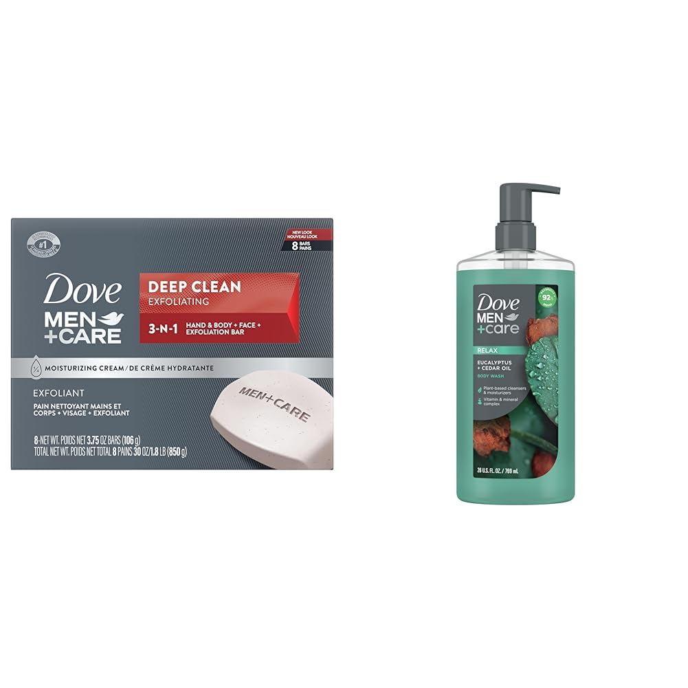 Dove Men+Care Men's Bar Soap Deep Clean 8 Bars More Moisturizing Than Bar Soap Effectively Washes Away Bacteria, Nourishes Your Skin 3.75 oz