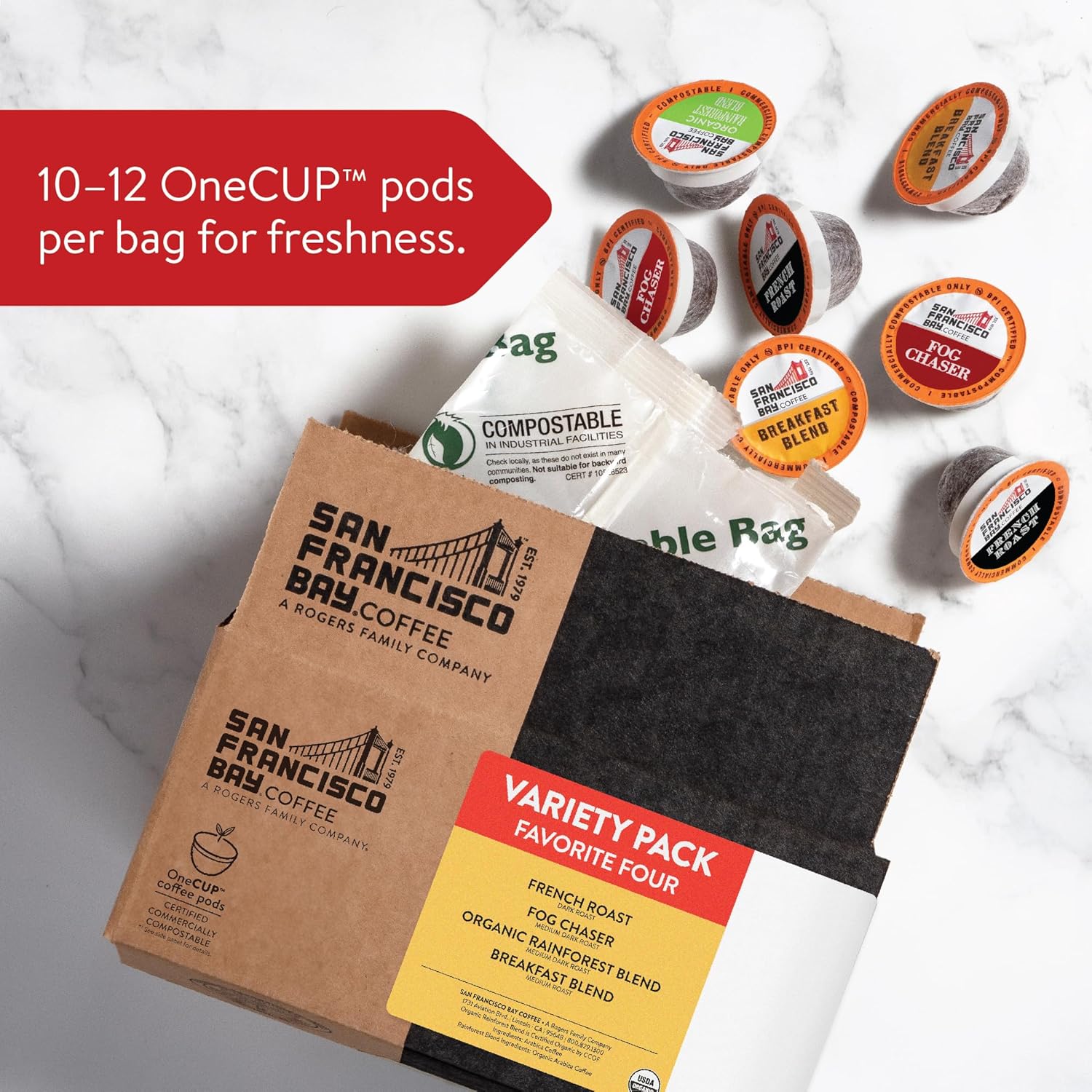 San Francisco Bay Compostable Coffee Pods - French Roast (80 Ct) K Cup Compatible including Keurig 2.0, Dark Roast