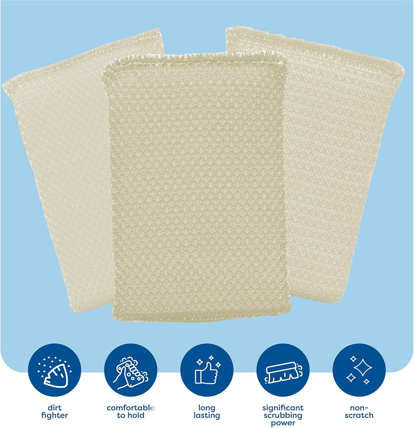 Multi-Purpose Scouring Pad by Scrub-It - Non-Scratch Cleaning Dobie Pads for Pots, Pans, Dishes, Utensils & Non-Stick Cookware - Sponge Scrubbers Use for Kitchen, Bathroom & More - 6 Pack