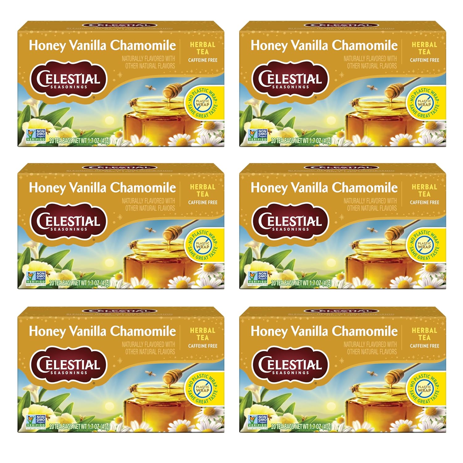 Celestial Seasonings Bengal Spice Herbal Tea, Caffeine Free, 20 Tea Bags Box, (Pack of 6)