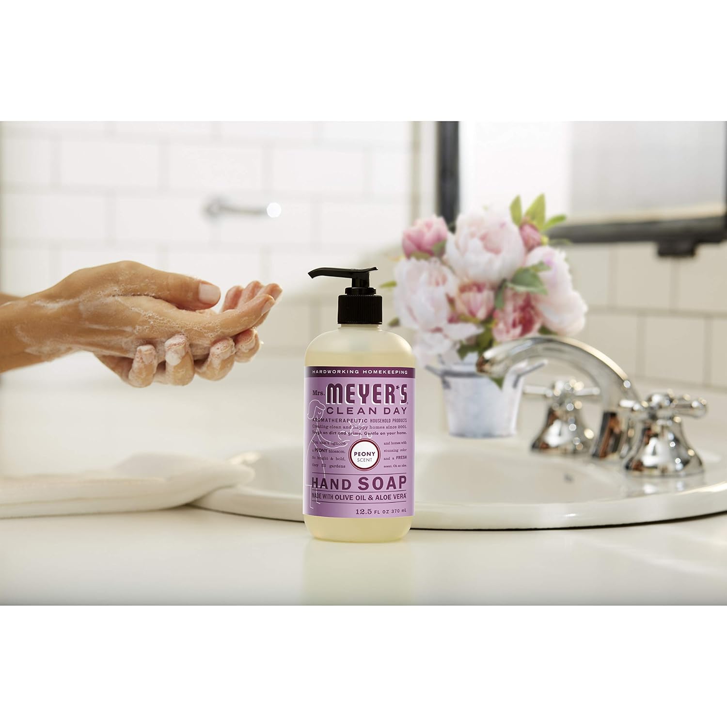 MRS. MEYER'S CLEAN DAY Hand Soap, Made with Essential Oils, Biodegradable Formula, Honeysuckle, 12.5 fl. oz - Pack of 3