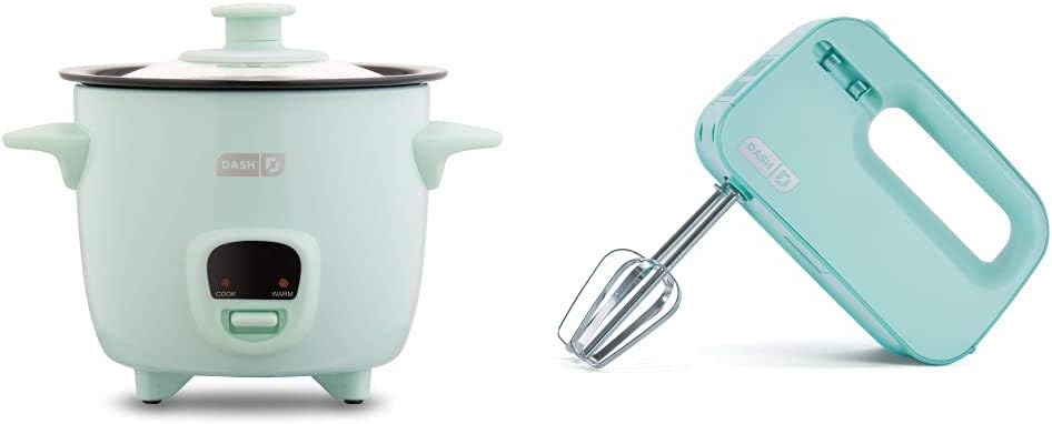 DASH Mini Rice Cooker Steamer with Removable Nonstick Pot, Keep Warm Function & Recipe Guide, .5 Quart, for Soups, Stews, Grains & Oatmeal - Aqua