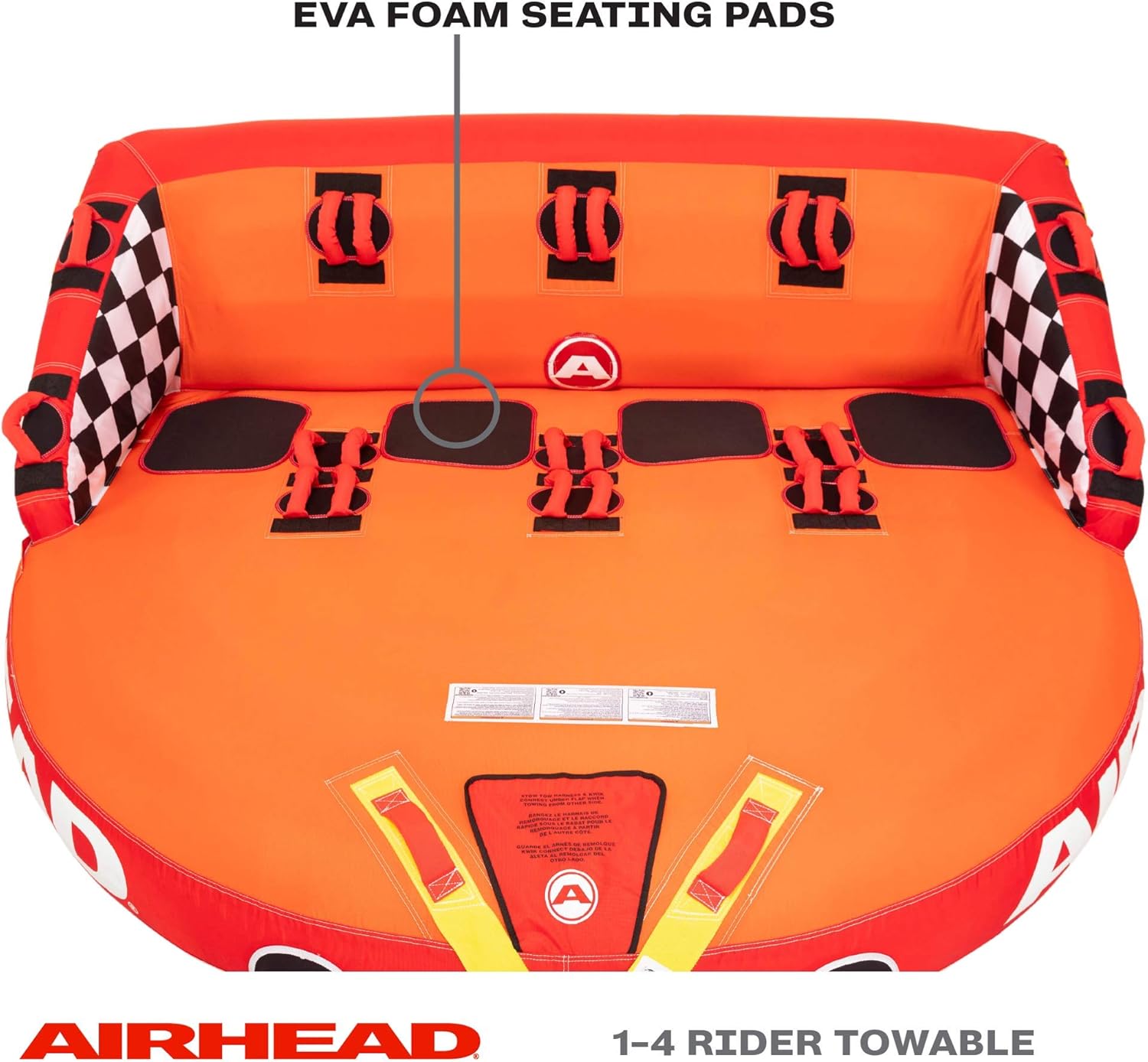 Airhead Mable Inflatable Towable Tube, 1-4 Rider Models, Dual Tow Points, Full Nylon Cover, EVA Foam Pads, Patented Speed Valve, Boat Tubes and Towables