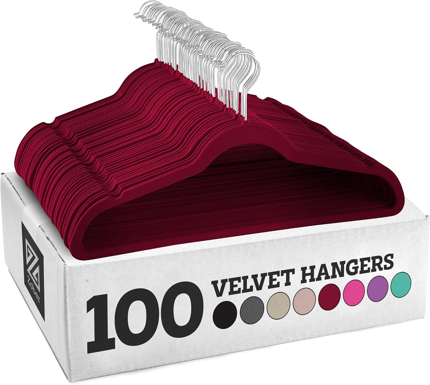 Zober Velvet Hangers 50 Pack - Heavy Duty Black Hangers for Coats, Pants & Dress Clothes - Non Slip Clothes Hanger Set - Space Saving Felt Hangers for Clothing