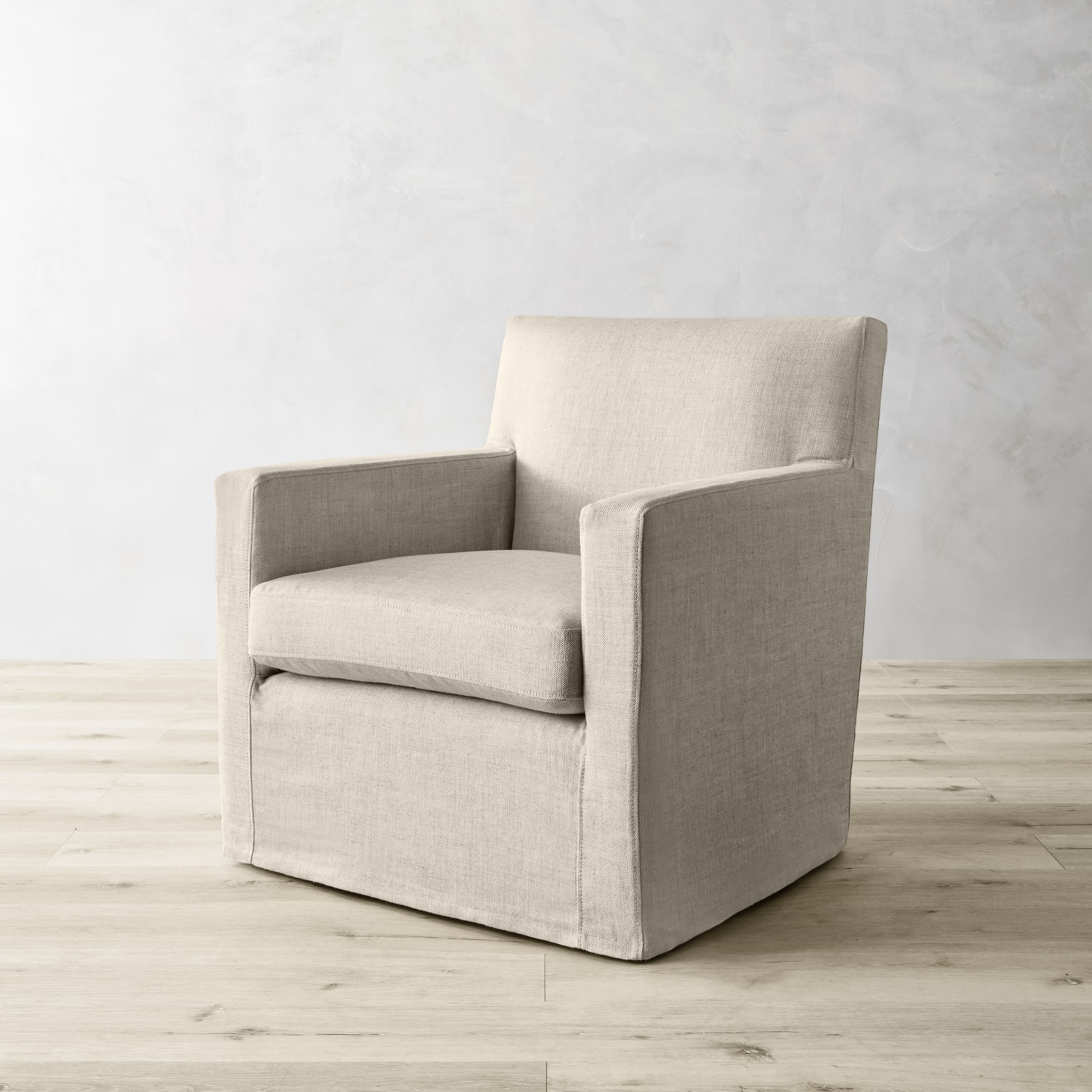 Brighton Slipcovered Swivel Armchair
