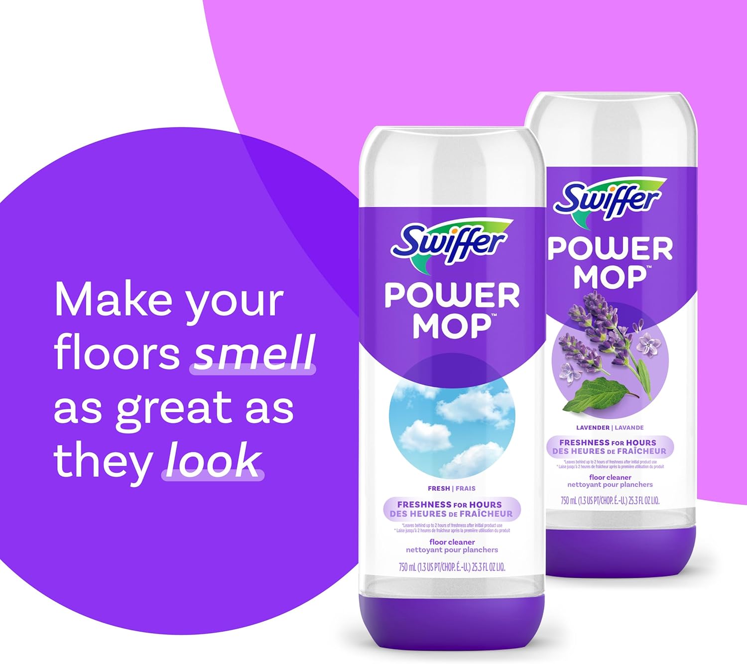 Swiffer PowerMop Floor Cleaning Solution with Fresh Scent, 25.3 fl oz, 2 Pack