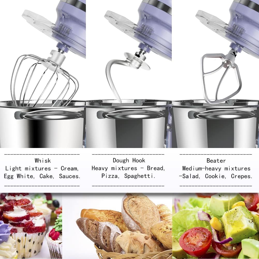 Aucma Stand Mixer,6.5-QT 660W 6-Speed Tilt-Head Food Mixer, Kitchen Electric Mixer with Dough Hook, Wire Whip & Beater (6.5QT, Black)