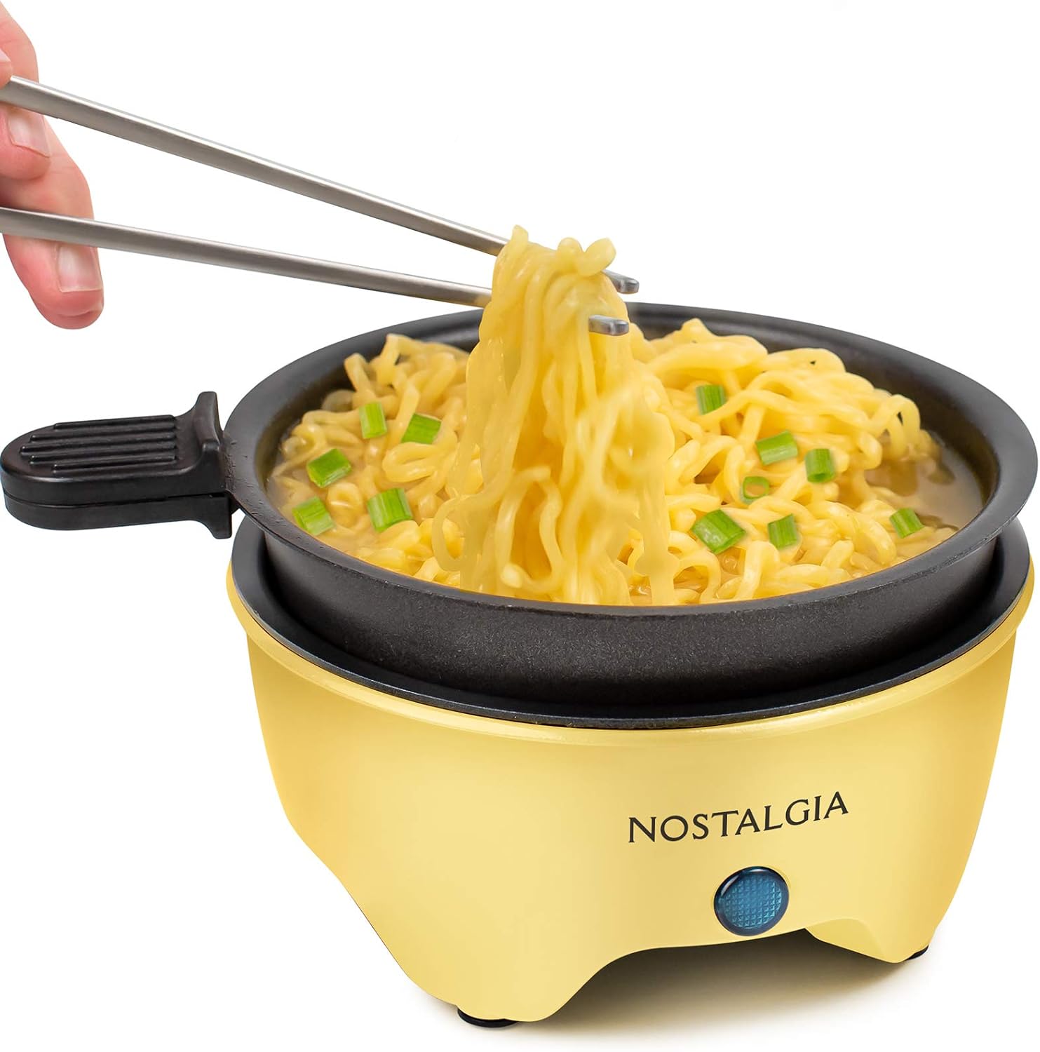 Nostalgia MyMini Personal Electric Skillet & Rapid Noodle Maker, Perfect For Healthy Keto & Low-Carb Diets, Yellow