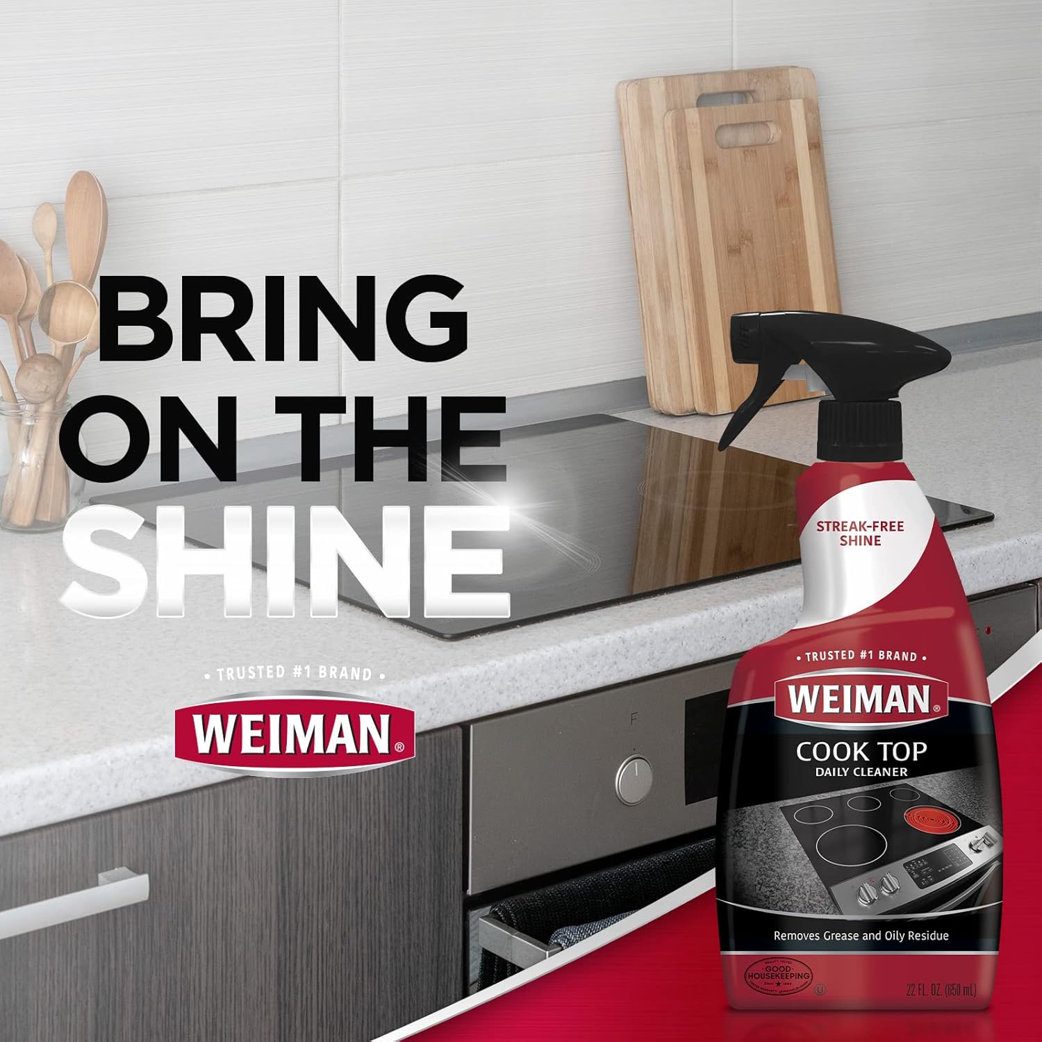 Weiman Cooktop Cleaner for Daily Use (2 Pack) Streak Free, Residue Free, Non-Abrasive Formula - 22 Ounce