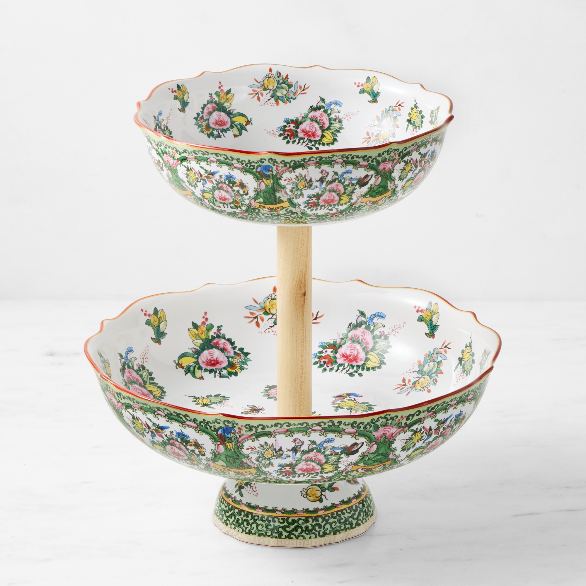 Famille Rose Two Tier Porcelain Fruit Bowl