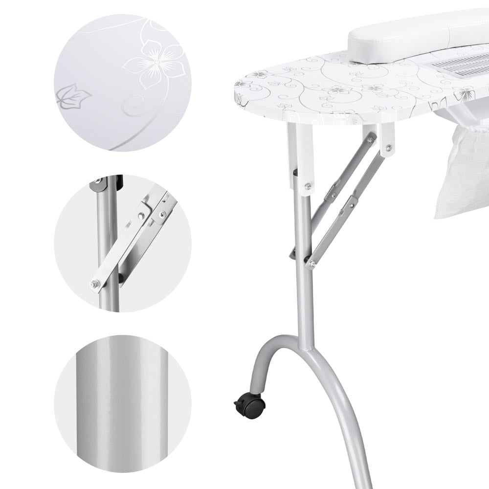Yescom Foldable Nail Makeup Table with Vent & Lamp Manicure Nail Art
