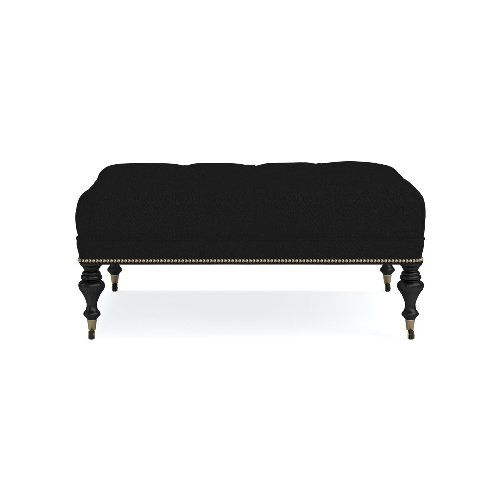 Fairfax Square Ottoman, Turned Leg with Tufted Top (26