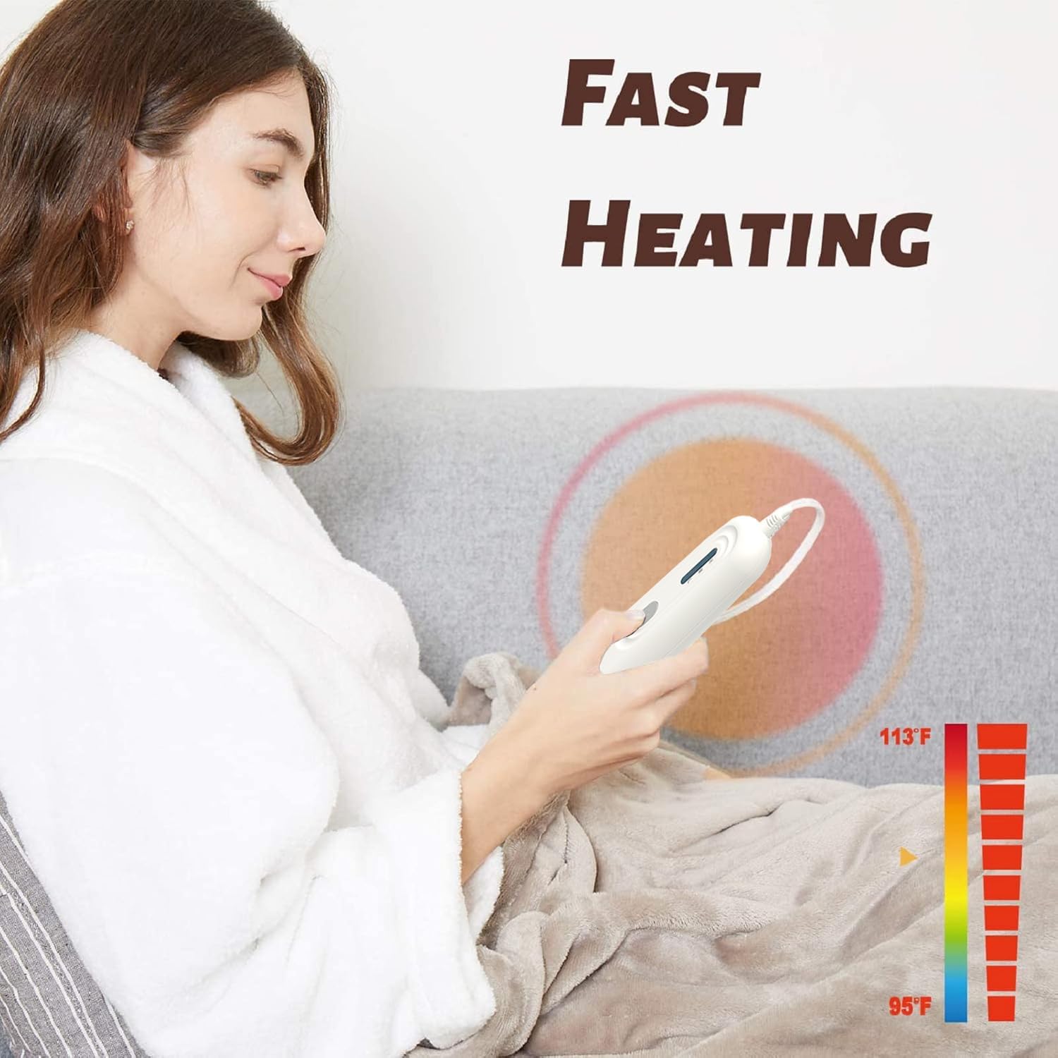 Tefici Electric Heated Blanket Throw, Super Cozy Soft 2-Layer Flannel 50