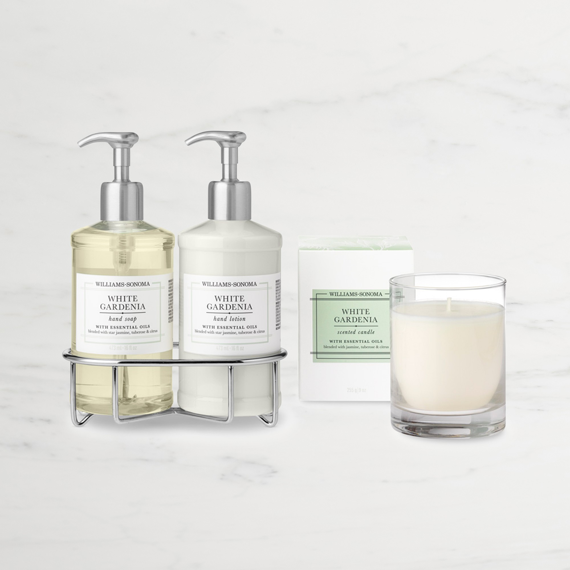 Williams Sonoma White Gardenia Hand Soap & Lotion 4-Piece Set