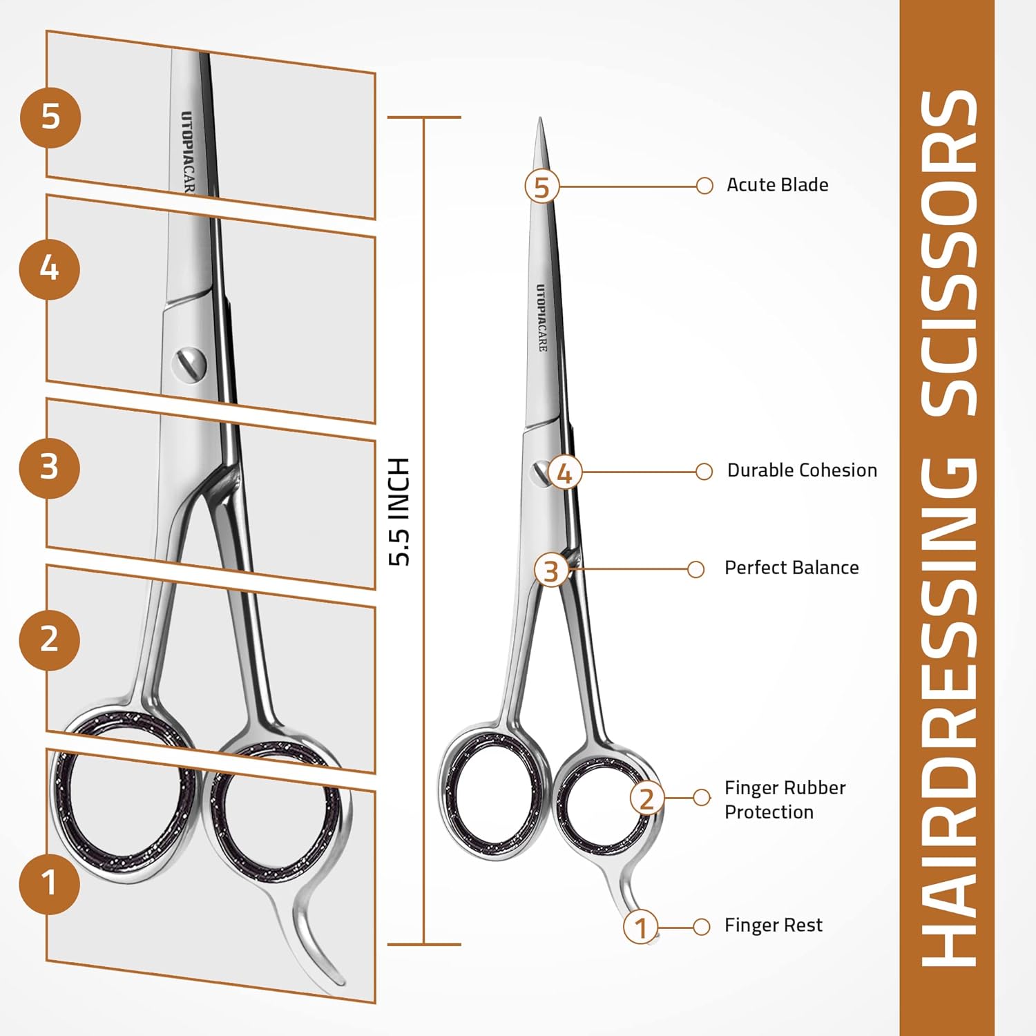 Utopia Care Hair Cutting and Hairdressing Scissors 6.5 Inch, Premium Stainless Steel shears with smooth Razor & Sharp Edge Blades, for Salons, Men & Women, Kids, Adults, & Pets - Silver
