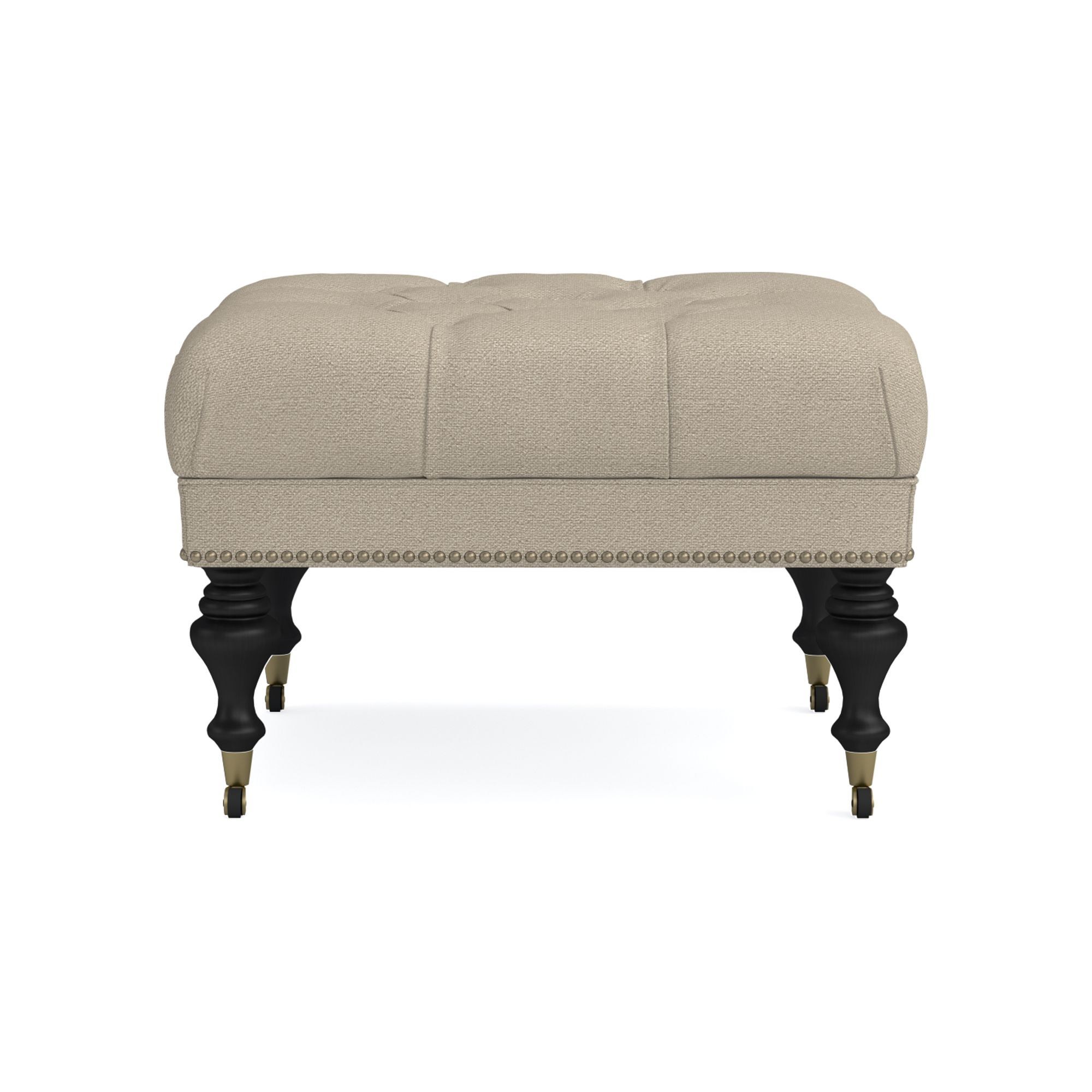 Fairfax Square Ottoman, Turned Leg with Tufted Top (26