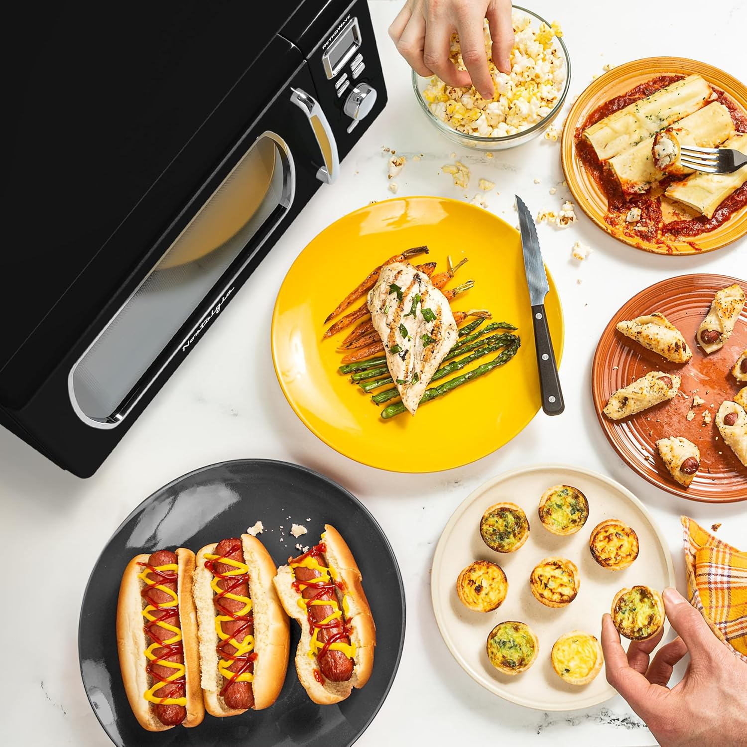 Nostalgia Retro Compact Countertop Microwave Oven - 0.7 Cu. Ft. - 700-Watts with LED Digital Display - Child Lock - Easy Clean Interior - Aqua