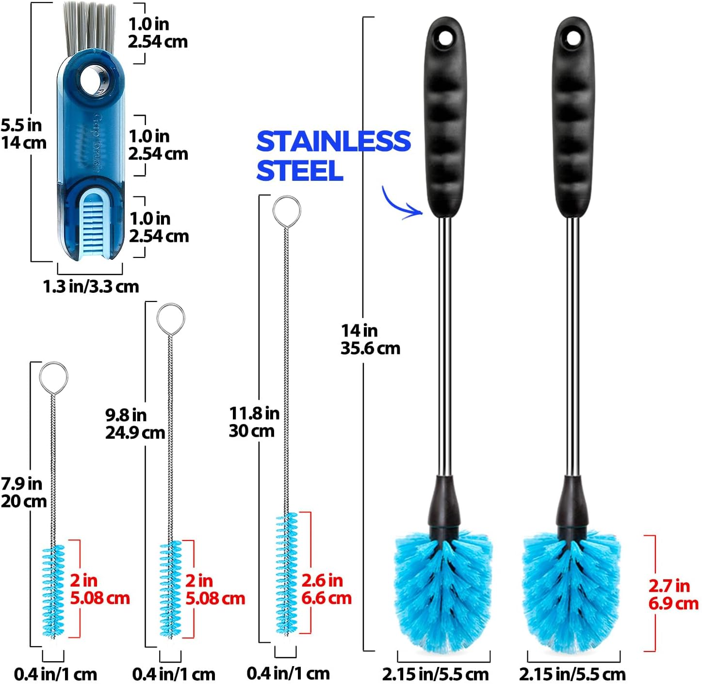 Holikme 6 Pack Bottle Brush Set, 14