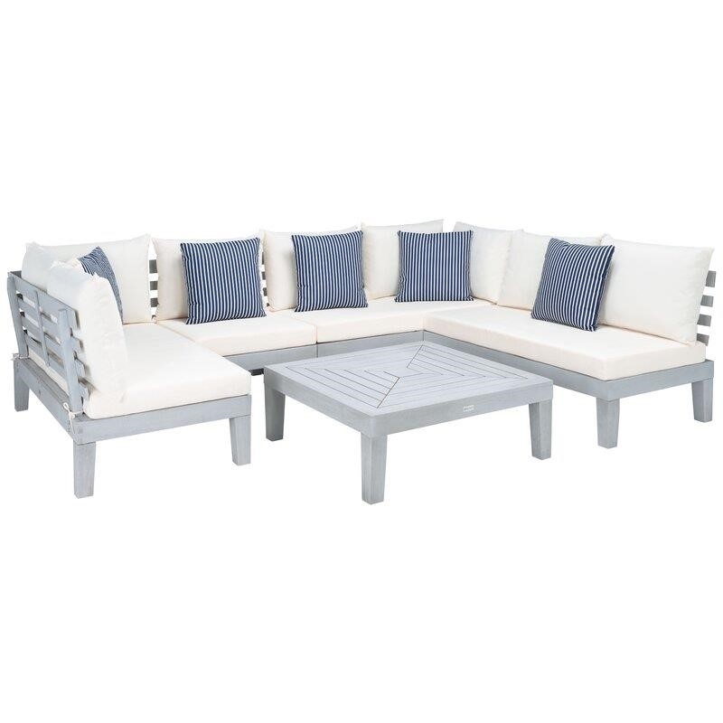 Greta Solid Wood 5 - Person Seating Group with Cushions