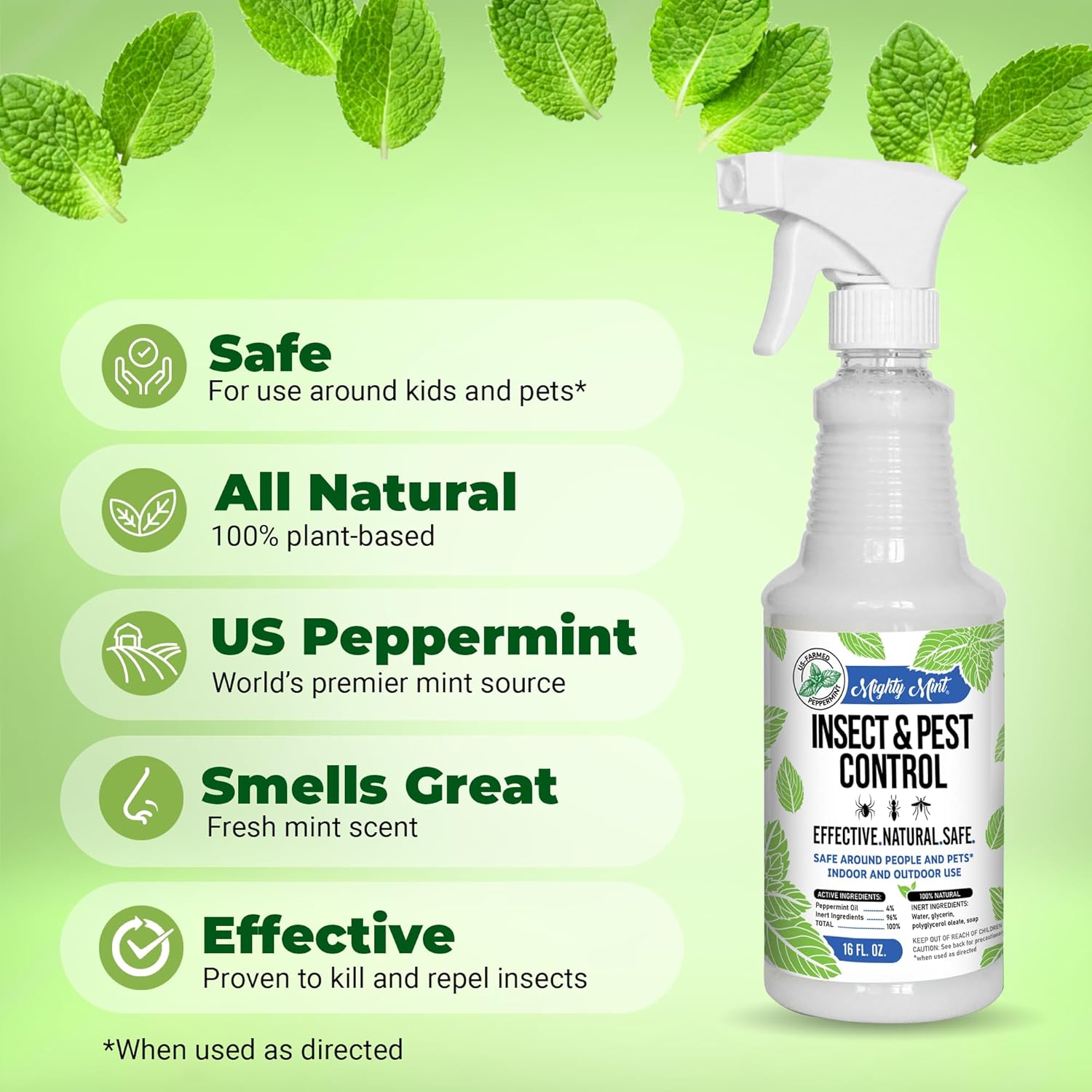 Mighty Mint 16 oz Peppermint Oil Insect & Pest Spray - for Spiders, Ants, and More