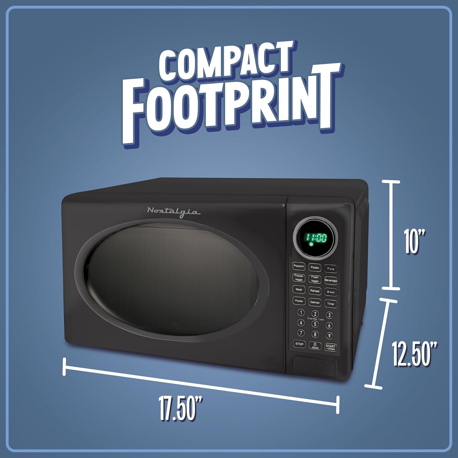 Nostalgia Retro Compact Countertop Microwave Oven - 0.7 Cu. Ft. - 700-Watts with LED Digital Display - Child Lock - Easy Clean Interior - Aqua