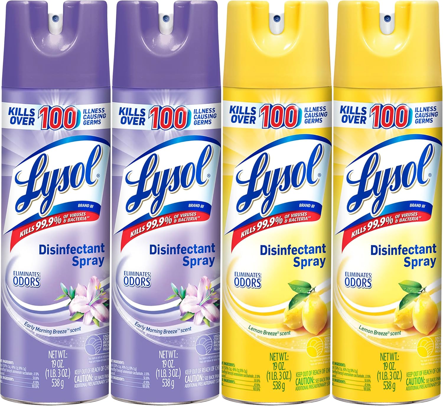 Lysol Disinfectant Spray, Sanitizing And Antibacterial Spray, For Disinfecting And Deodorizing, Early Morning Breeze, 19 Fl Oz (Pack Of 2), Packaging May Vary