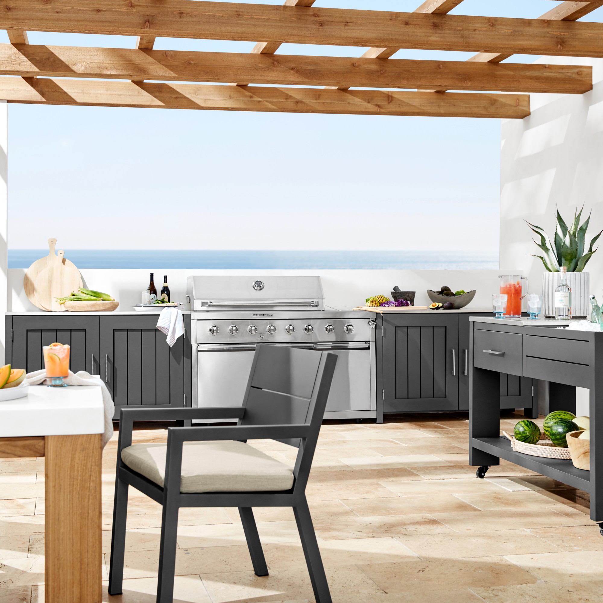 Larnaca Outdoor Slate Grey Metal Prep Table (58