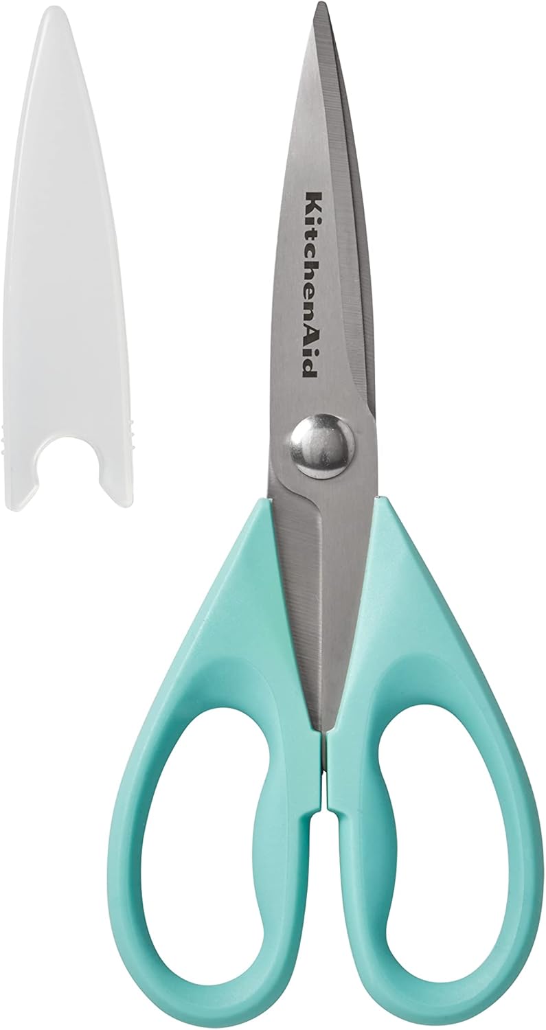 KitchenAid All Purpose Kitchen Shears with Protective Sheath for Everyday use, Dishwasher Safe Stainless Steel Scissors with Comfort Grip, 8.72-Inch, Black
