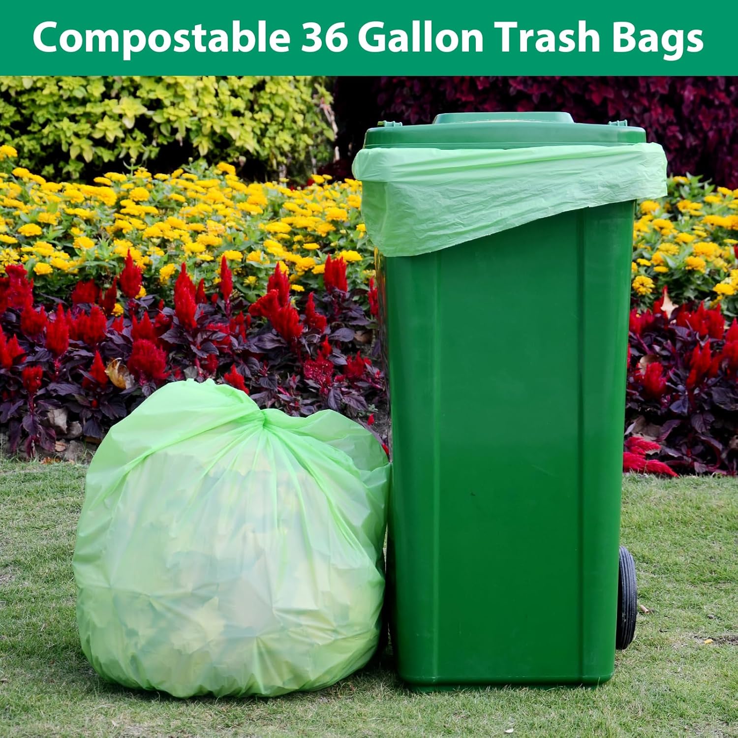 Compostable Bags for Kitchen Compost Bin, 1.2 Gallon, 125 Count, Certified by BPI and ASTM, Leakproof and Odor Control